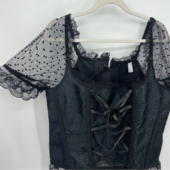 gothic corset 5xl puff sleeves lace black - Picture 3 of 7